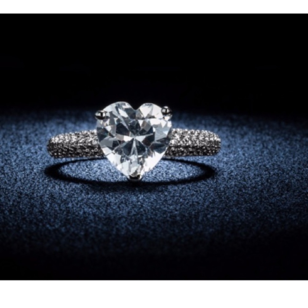 big heart stone 3 carat crystal jewelry ring ❤️
