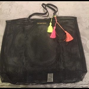 Victoria Secret black plastic netted beach bag