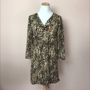 Merona Animal Print Long Sleeve Dress Medium Merona Animal Print Long Sleeve Dress Medium