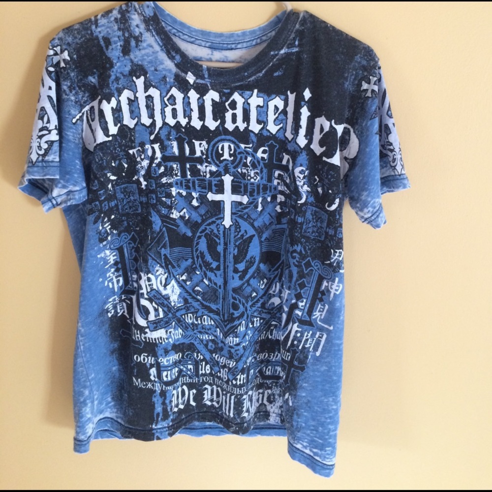 Men's Archaic Blue Graffic Tee, Size M