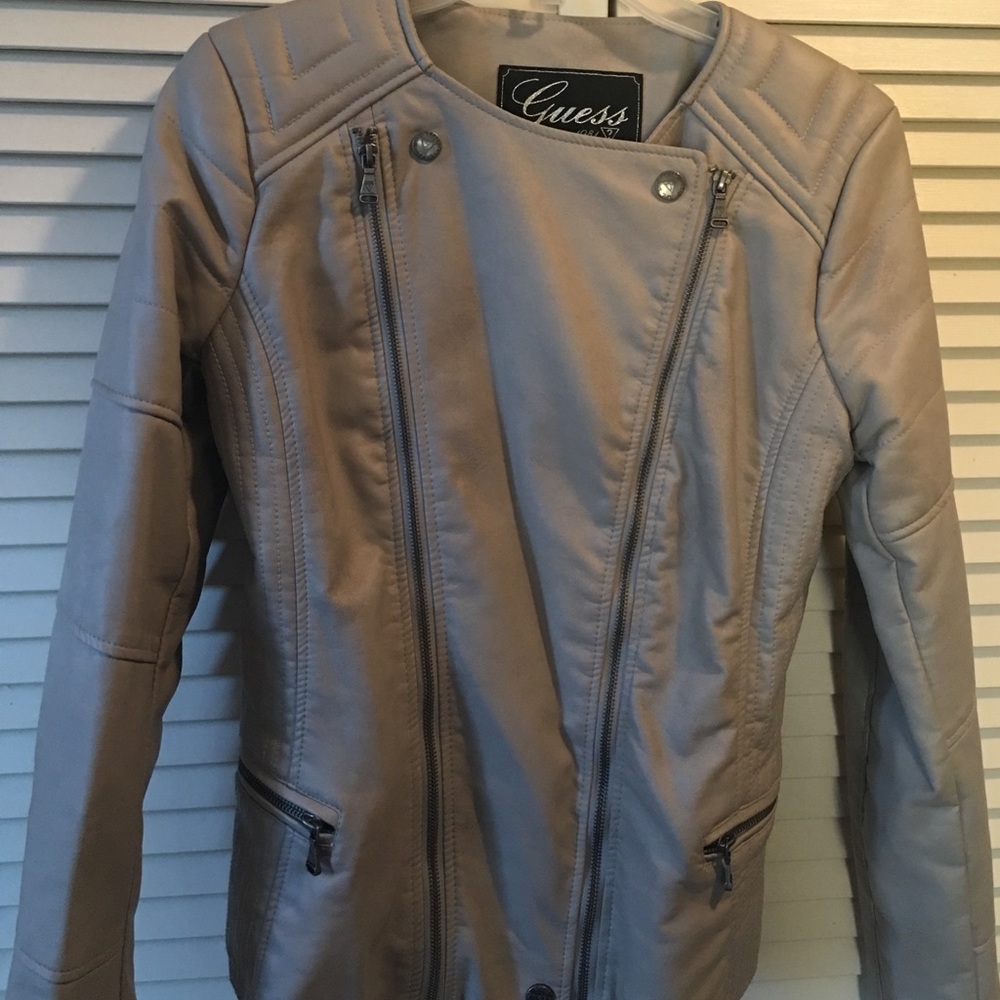 Faux leather cream jacket