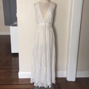 Ivory Deep V Maxi Dress