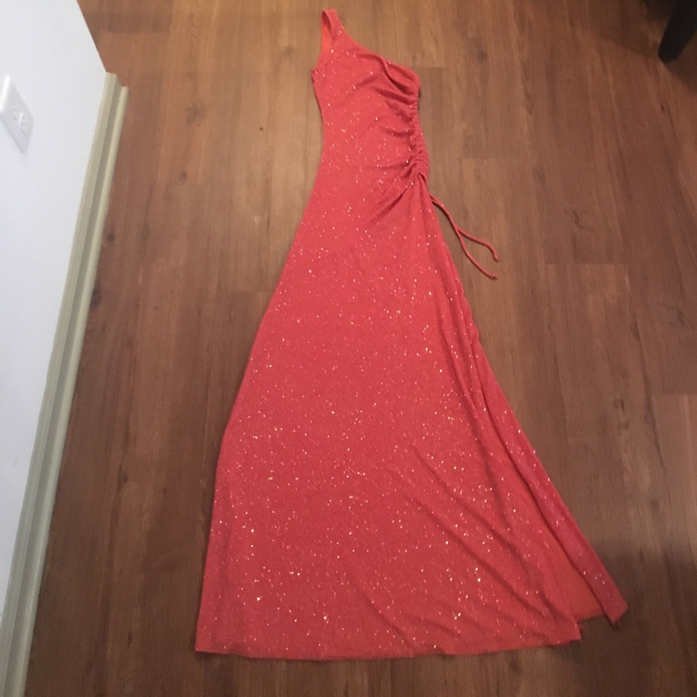 One Shoulder Orange Dress