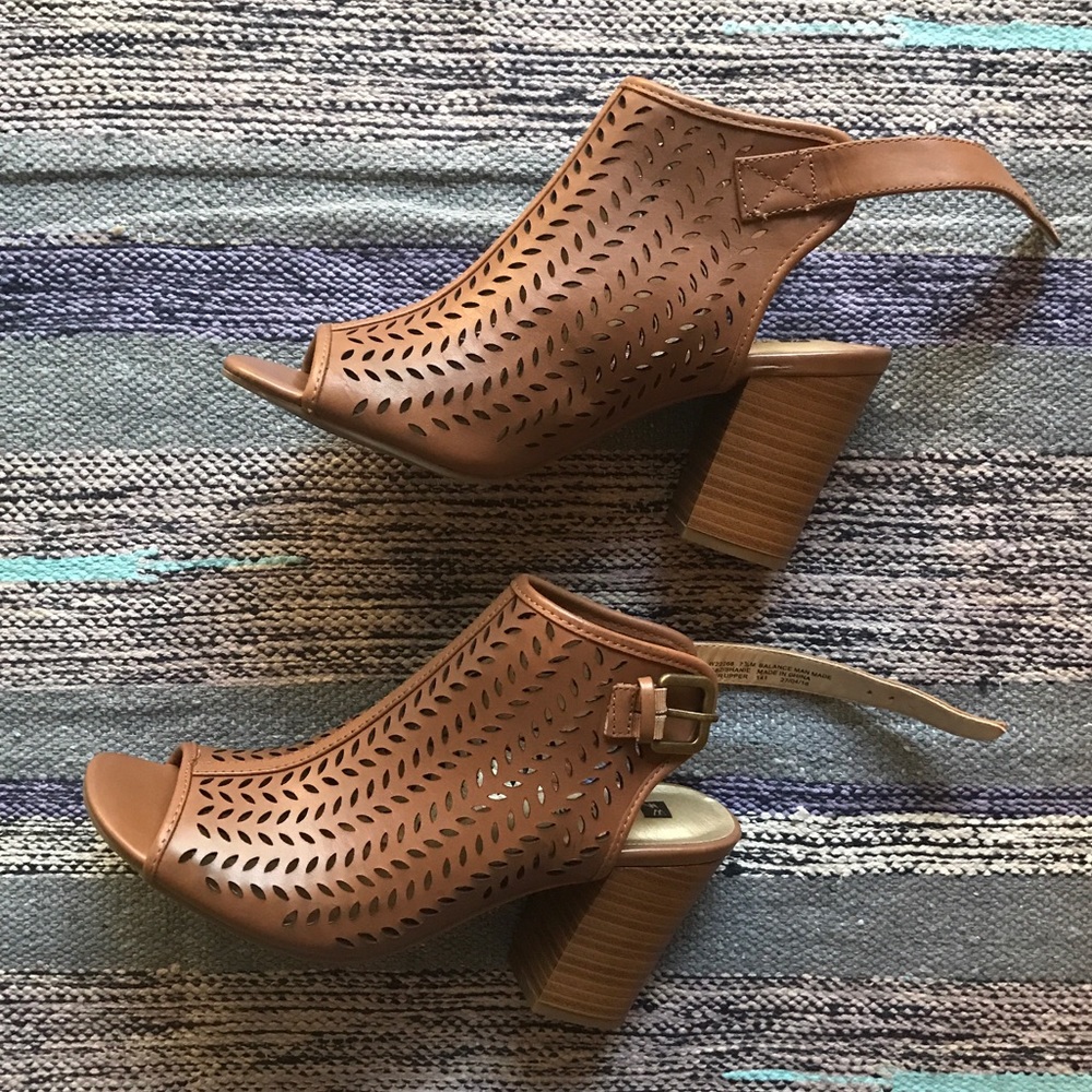 brown peep toe booties