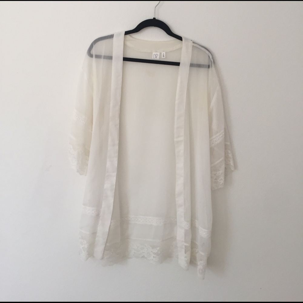 Sheer floral, lace kimono