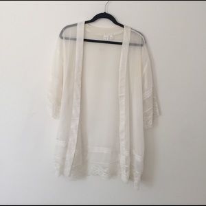 Sheer floral, lace kimono