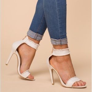 Denim white heels