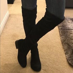 Black Thigh High Boots with No Heel