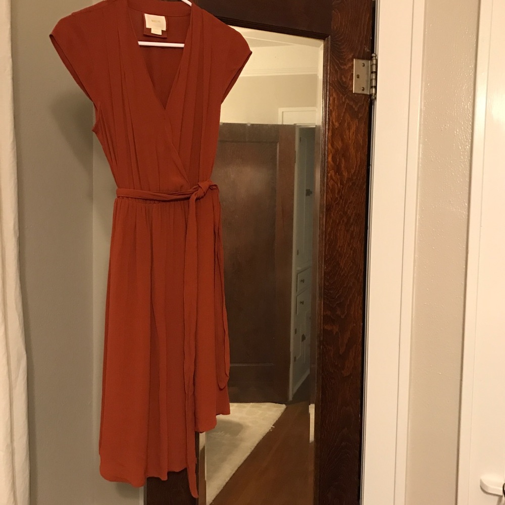 Anthropologie MAEVE Rust Colored Wrap Dress
