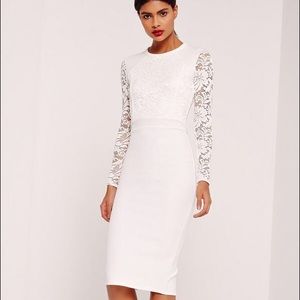 Lace Paneled Midi Dress