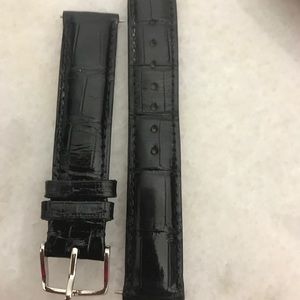 Michele Deco 18 black croc watch band