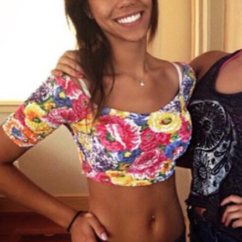 Nasty Gal | Floral Scrunchy Crop Top