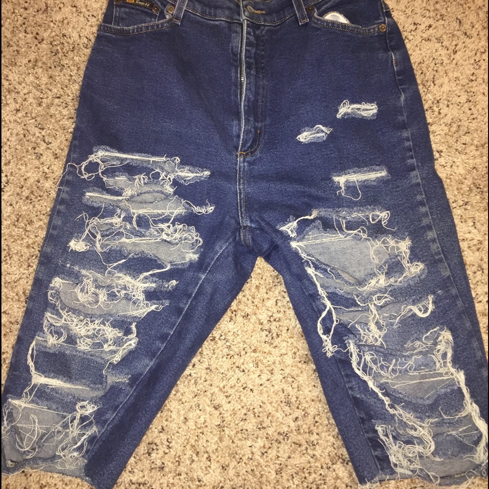 HighWaist Distressed Shorts