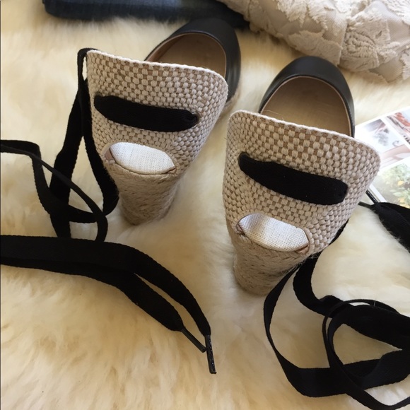 Last One- Soludos Leather Wedge Espadrille Sandals - Picture 3 of 8