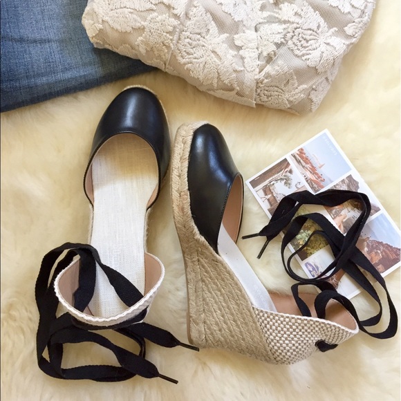 Soludos Shoes - Last One- Soludos Leather Wedge Espadrille Sandals