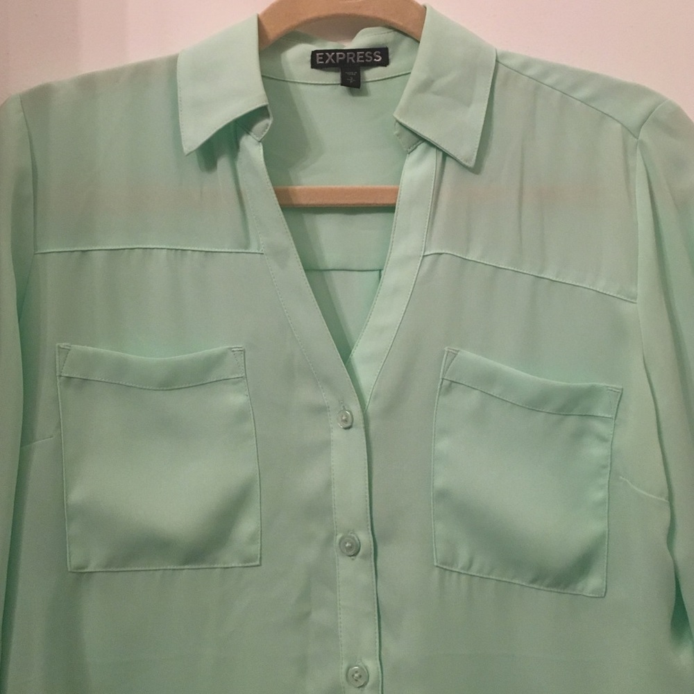 Express Mint Green Button Down