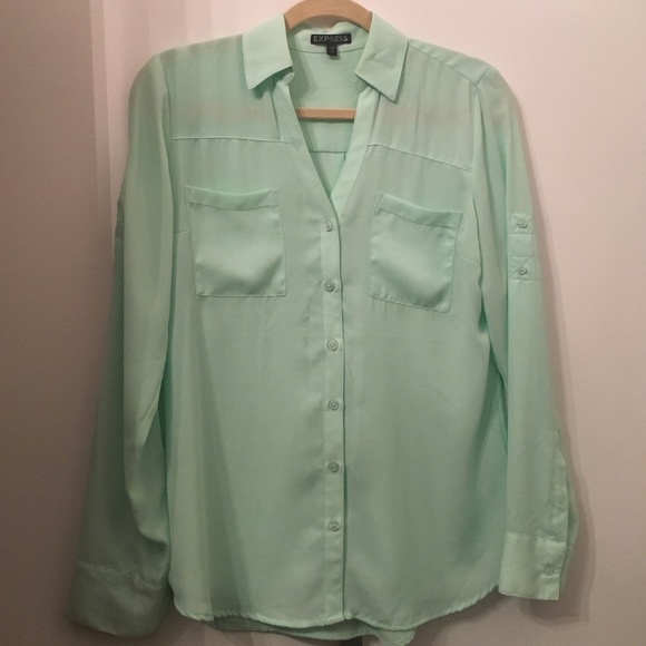 Express Mint Green Button Down - Picture 2 of 2