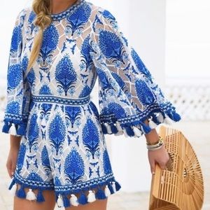 Goodnight Macaroon "FREDDY" romper. NWT🔵⚪️