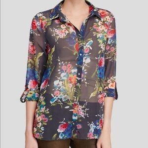 Kut From The Kloth Blue Floral Sheer Blouse