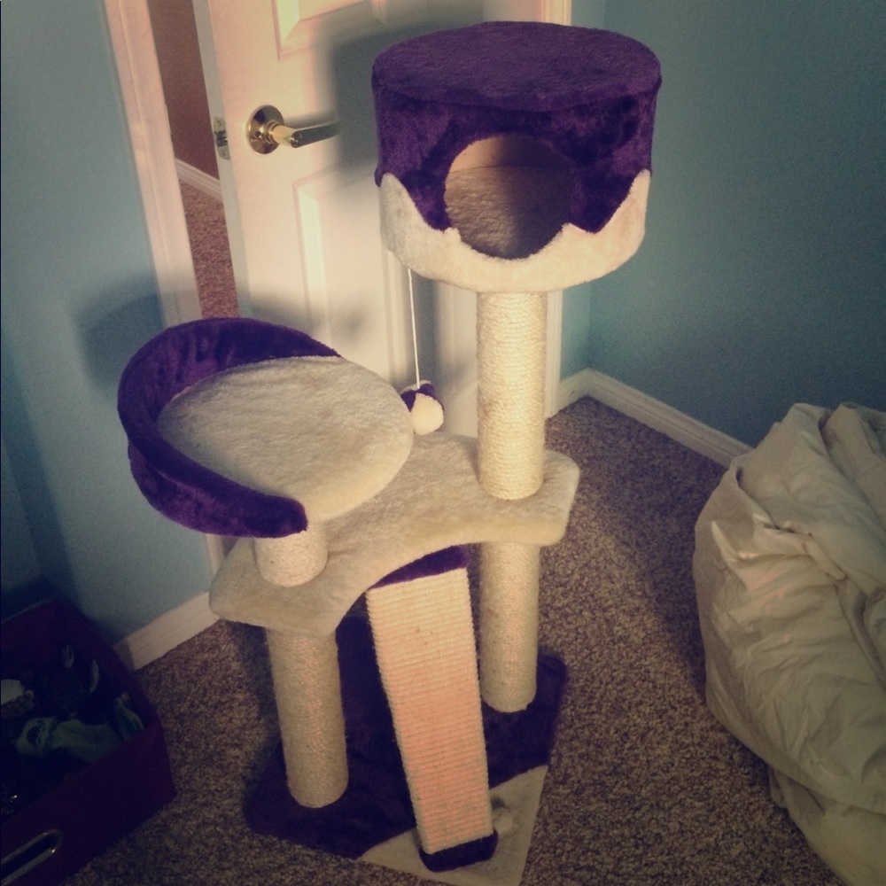 SOLD ON CLOSE 5 Purple and Cream Cat Tower