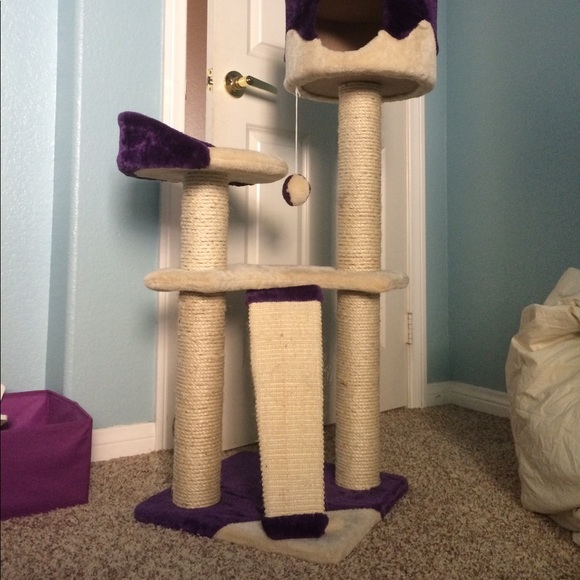 SOLD ON CLOSE 5 Purple and Cream Cat Tower - Picture 2 of 3