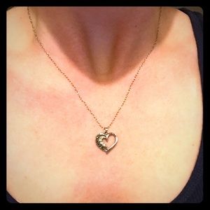Diamond heart necklace, sterling silver