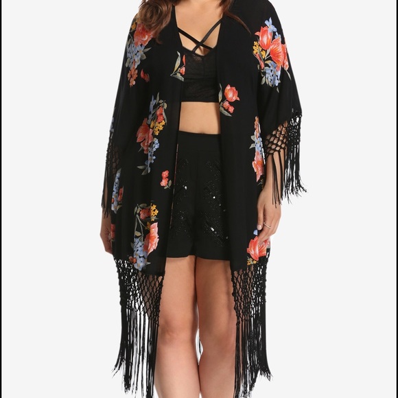 torrid Tops - Torrid Insider Floral Fringe Kimono