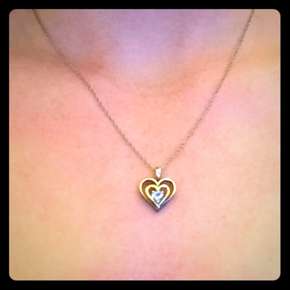 Aquamarine and gold heart shaped necklace