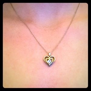 Aquamarine and gold heart shaped necklace