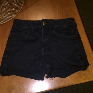 Black AEO High Rise Shortie Shorts