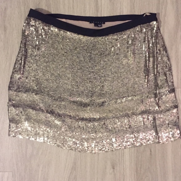 Theory gold sequin mini skirt size 2 - Picture 3 of 5