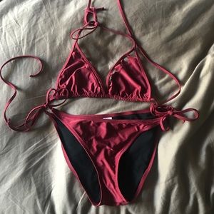 ASOS Red Triangle Cut Out Bikini Set