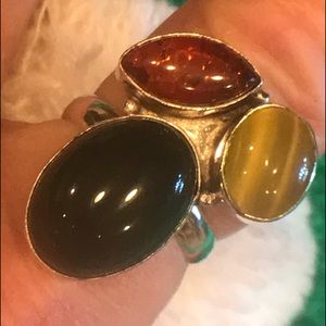 NWT! 925SS ARTISAN LAB AMBER+MONALISA RING SIZE 8