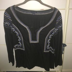 Boho quarter button 3/4 sleep top