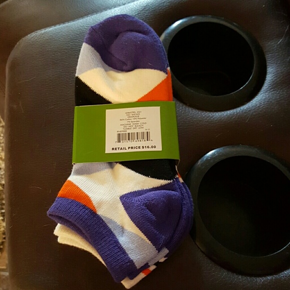 2 pair purple, orange, and black kate spade socks - Picture 2 of 2