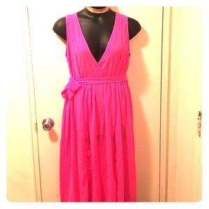 Pretty in Pink (Hot Pink) high split maxi dress