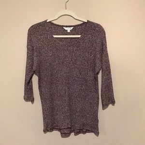 Purple and white quarter length light sweater
