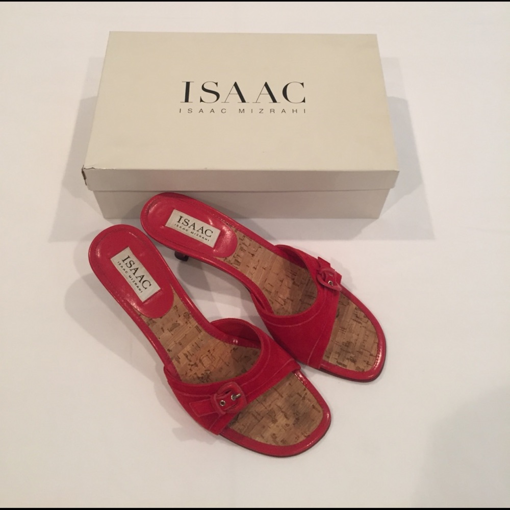 Red suede kitten heels