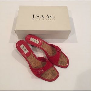 Red suede kitten heels