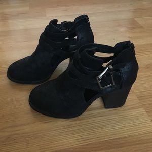 Black cut out booties