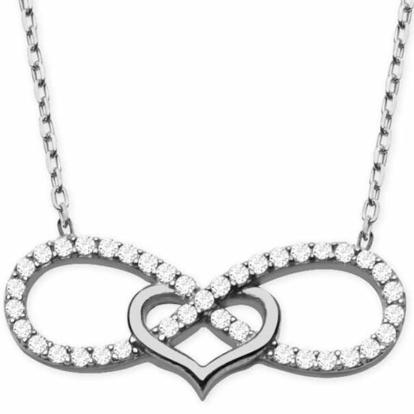 925 Sterling Silver Heart and Eternity CZ - Picture 2 of 2