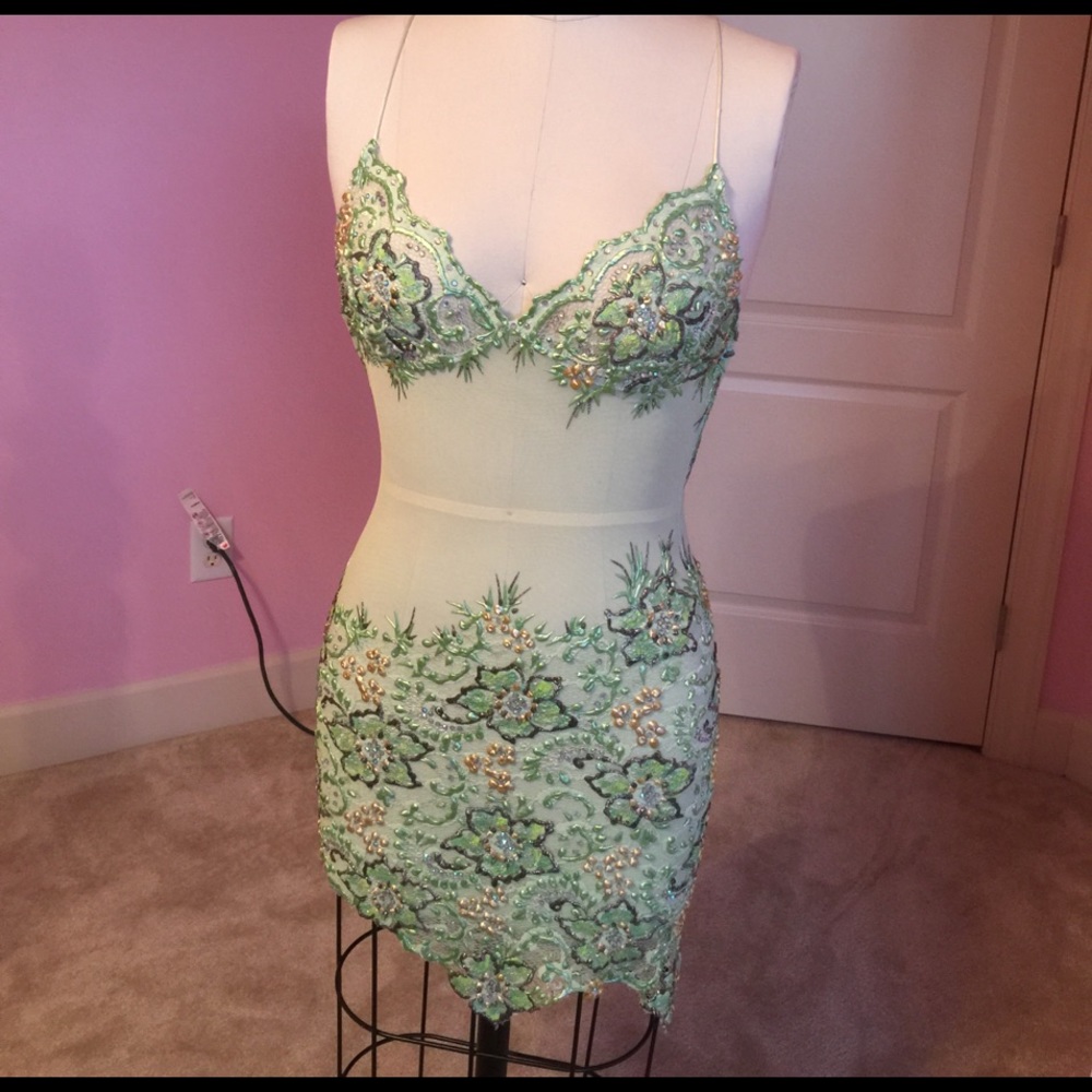ONE OF A KIND-Brand new Short sheer Nurielle hand painted dress