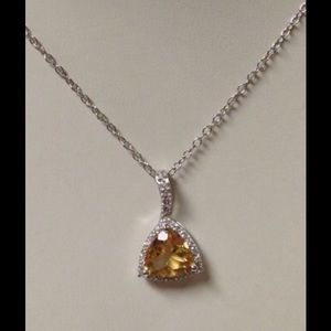 Natural Citrine with white topaz pendant.