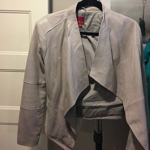 Gray print leather jacket