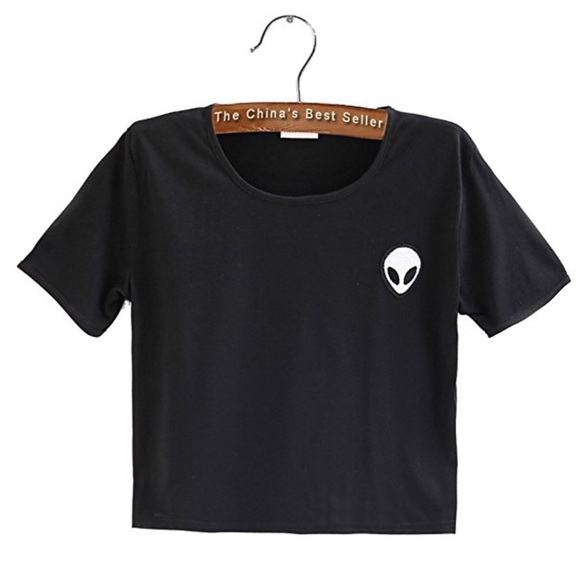 Tops - black alien crop top