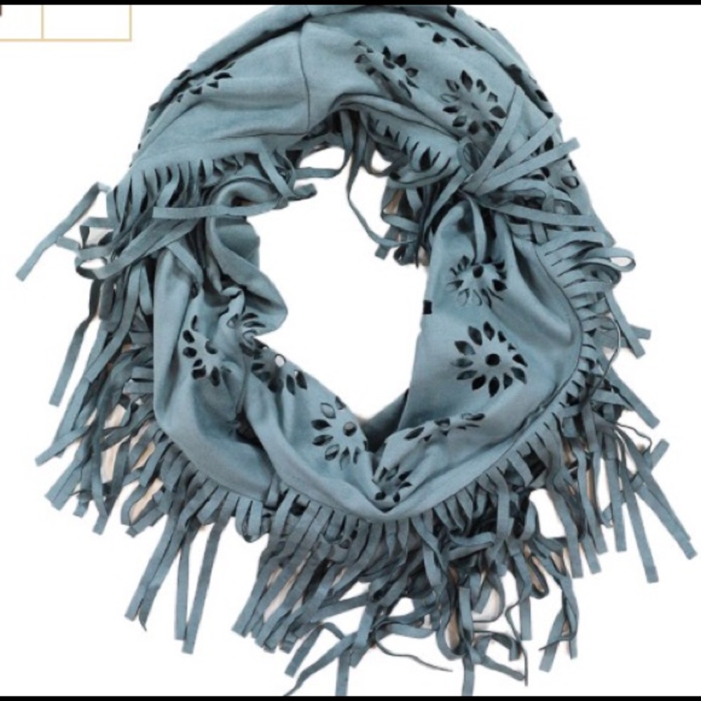 Laser cut fringe suede scarf!