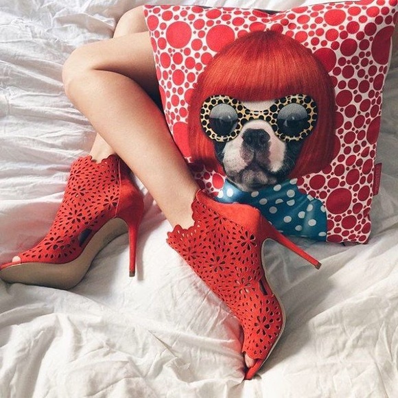 Aldo Shoes - New Bright Orange Floral Cutout Aldo Heel Booties
