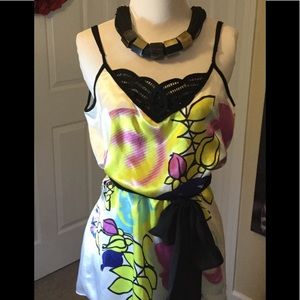 Floral dressy tank blouse