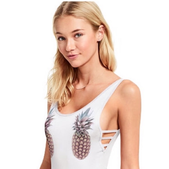 PINK Victoria's Secret Tops - Strappy Side Pineapple Bodysuit