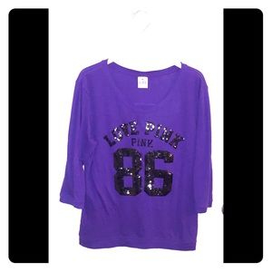 Pink Sequin 3/4 Sleeve Top